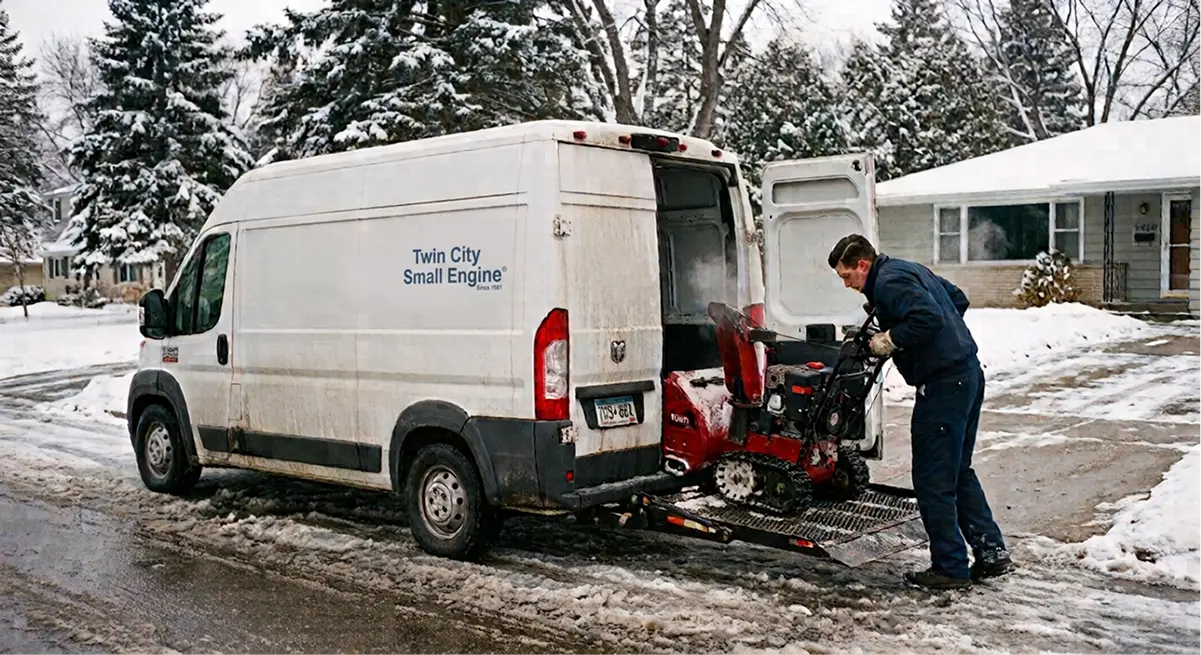 Snowblower pickup and delivery truck
