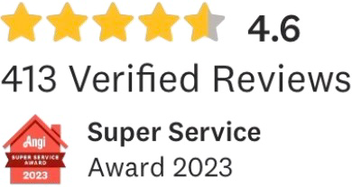 Angi Super Service Award 2023 — 4.6 from 413 verified reviews